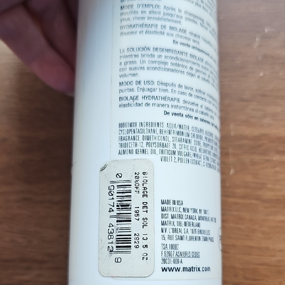 Matrix Biolage Hydratherapie Detangling Solution Light Conditioner Discontinued - Picture 5 of 8